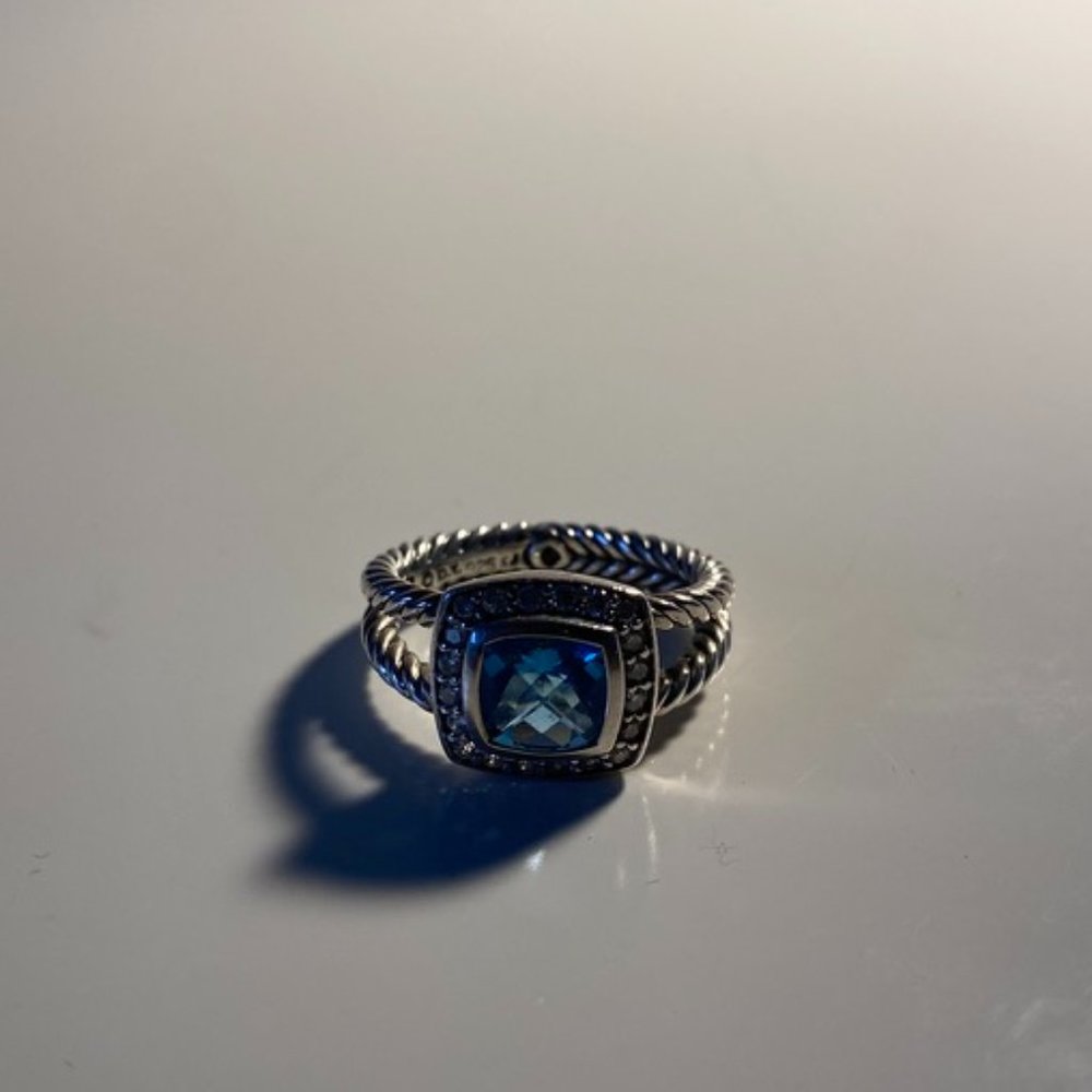 Petite Albion® Ring with Blue Topaz and Diamonds
